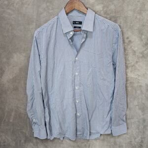 Hugo Boss Men's Slim Fit Easy Iron Dress Shirt 16.5 Blue White Striped